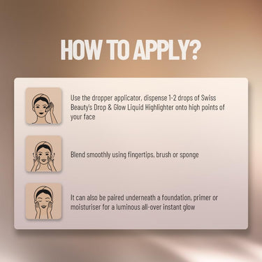 Swiss Beauty Drop & Glow Liquid Highlighter For Face Makeup | Illuminating Liquid Highlighter With Dewy Finish | Shade -Metal, 18ml